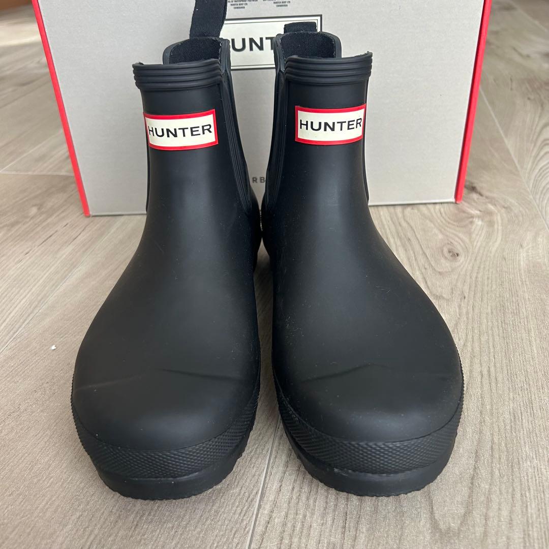 HUNTER レディースレインシューズ チェルシーブーツ　ブラック　24cm
