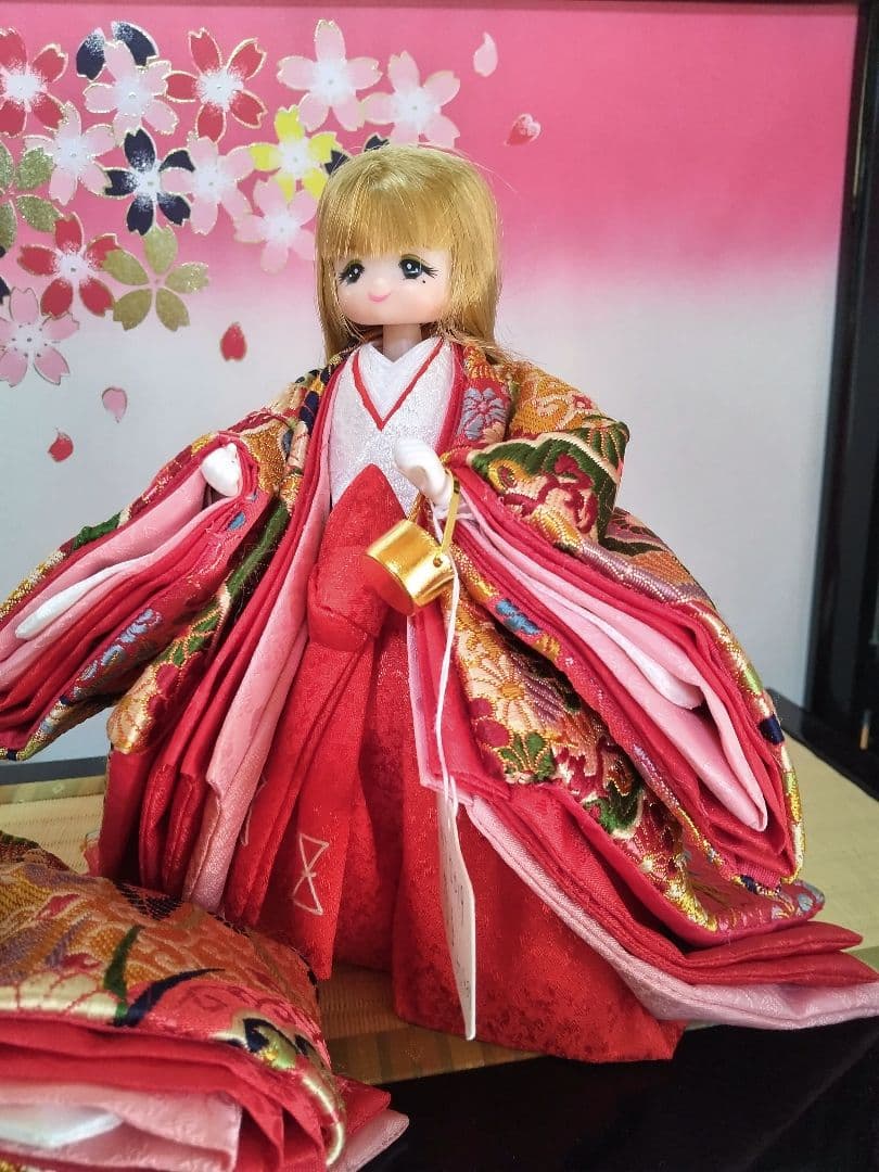 リカちゃん　雛人形 ② 親王と三人官女（リメイク品）