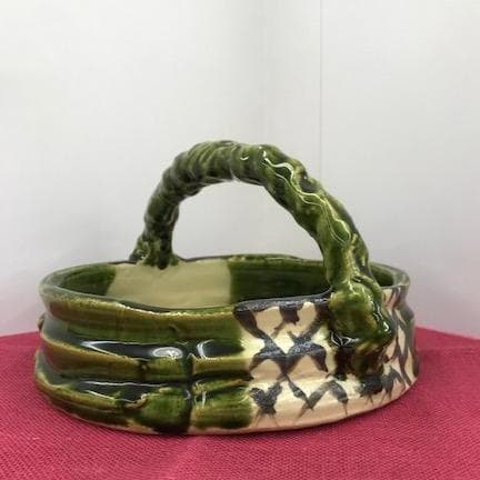 お値下げしました。美濃焼織部　手付き鉢