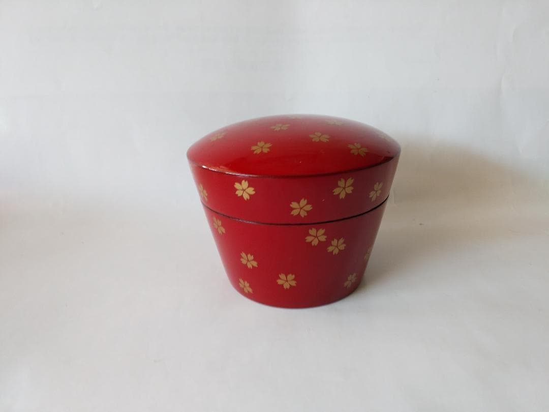 山中塗 久世宗春 作『桜に雉子蒔絵』朱薬器 棗 共箱 漆器 抹茶 茶道具 新品