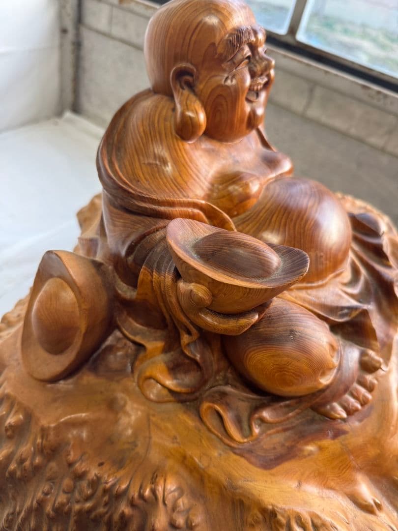 薔薇　　木製　オブジェ　インテリア　七福神　縁起物