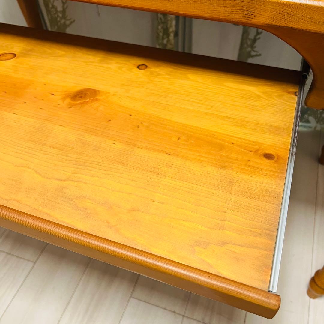 アンティーク風 木製デスク キーボードスライダー付き 学習机 PCデスク