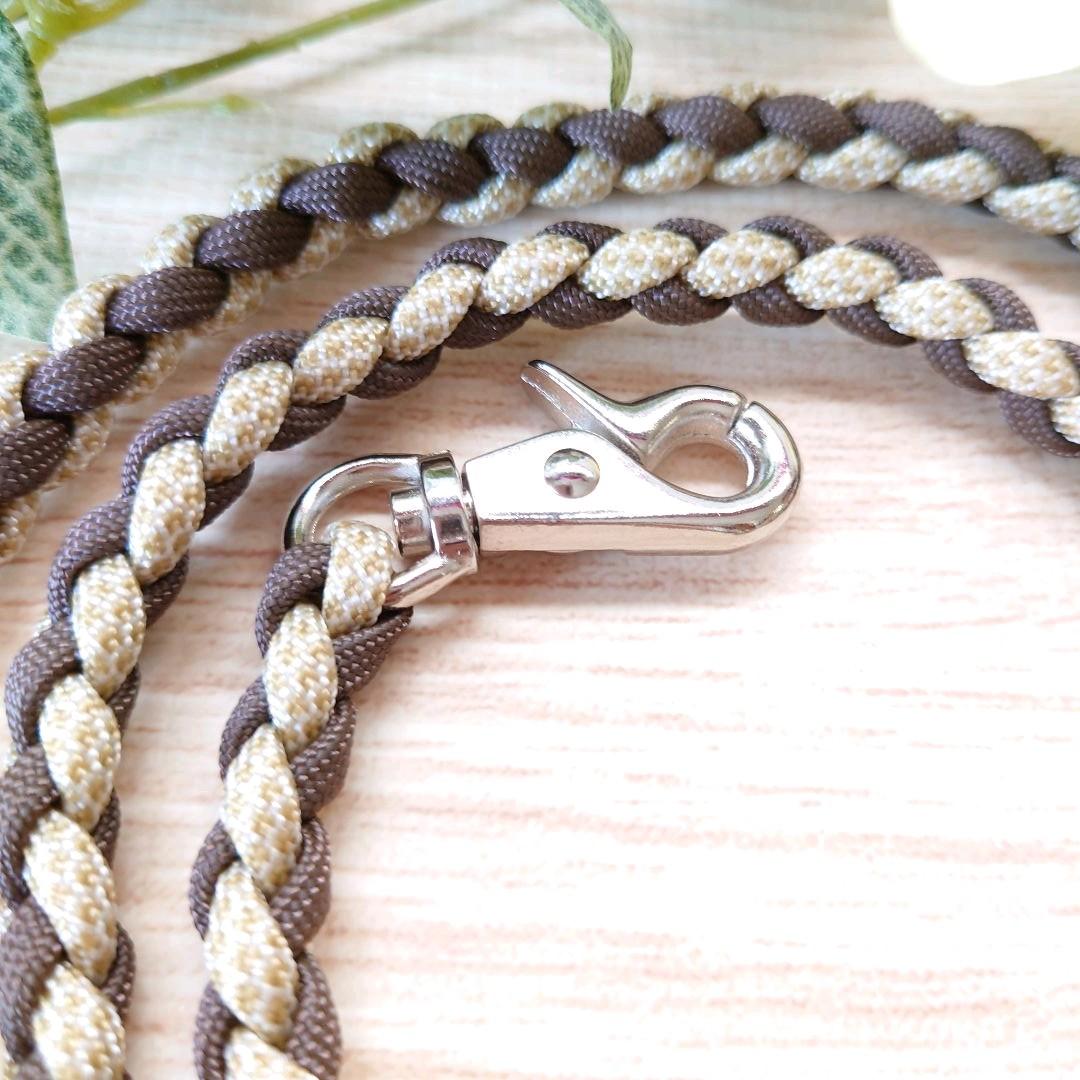 パラコードリード❥ブラウン×マスタードベージュホワイト　お花3つ　№038