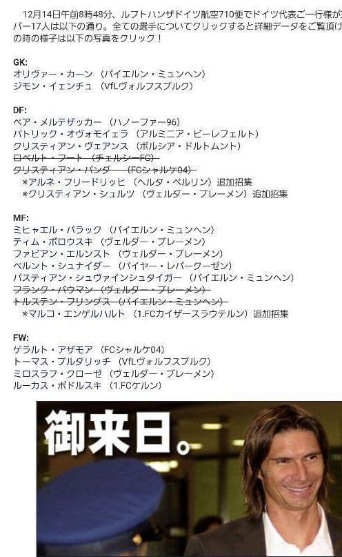 バラック　クローゼ　ポドルスキ　シュナイダー　クリンスマン　直筆サイン　ユニフ