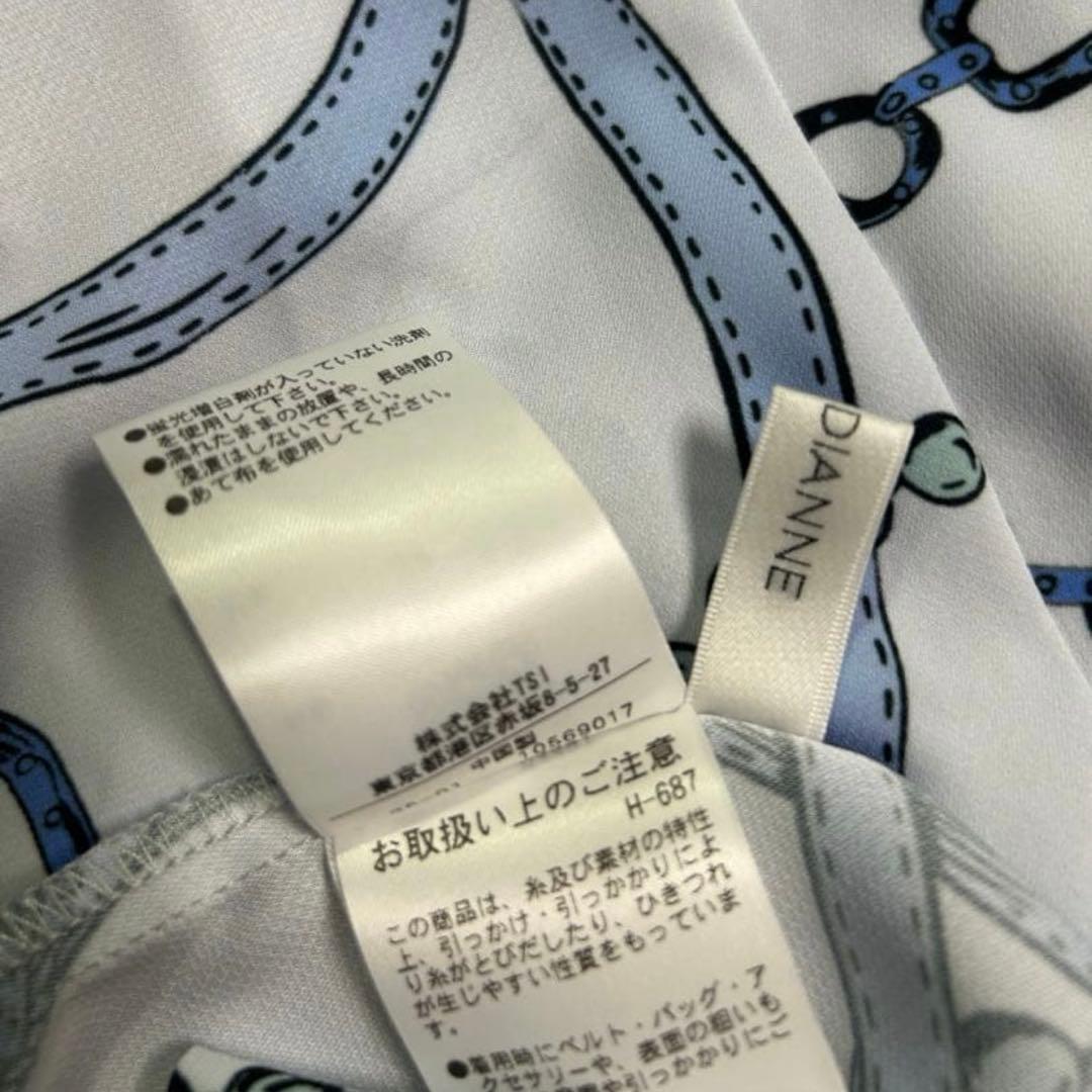 美品ピンキー＆ダイアン38 チェーンプリントブラウス◇ブルー系