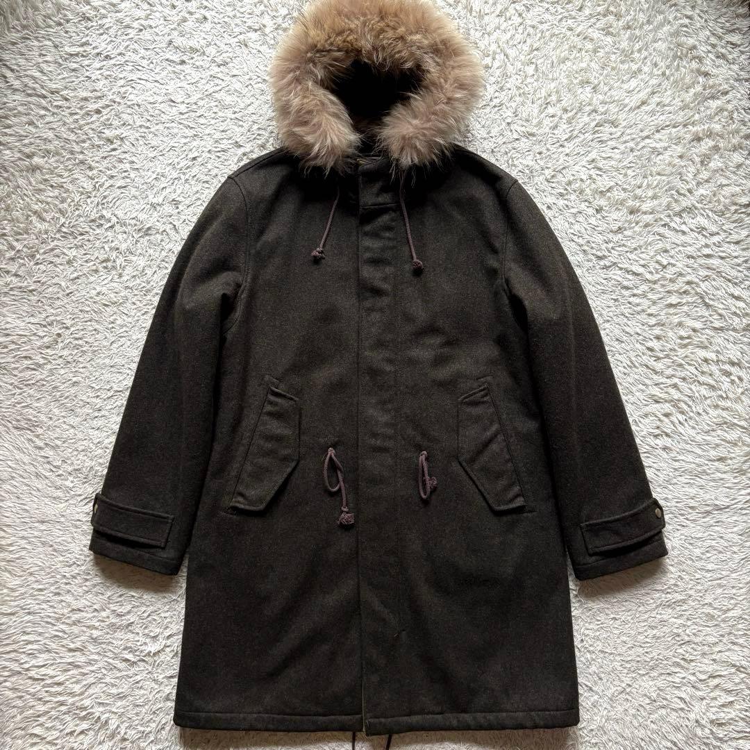 ★カシミヤ混 XLサイズ★ ポールスミス モッズコート ラクーンファー取り外し可