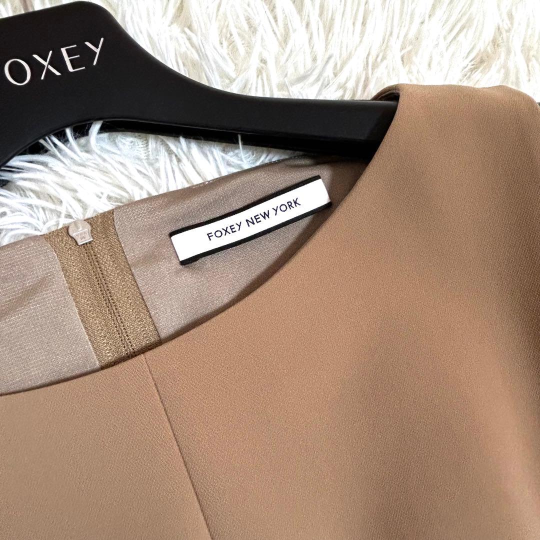 極美品✨フォクシー ロゴファスナー スリムタック フレア ワンピース 40
