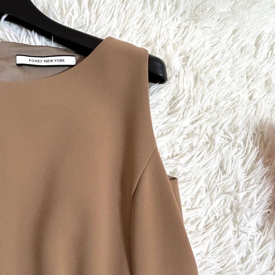 極美品✨フォクシー ロゴファスナー スリムタック フレア ワンピース 40