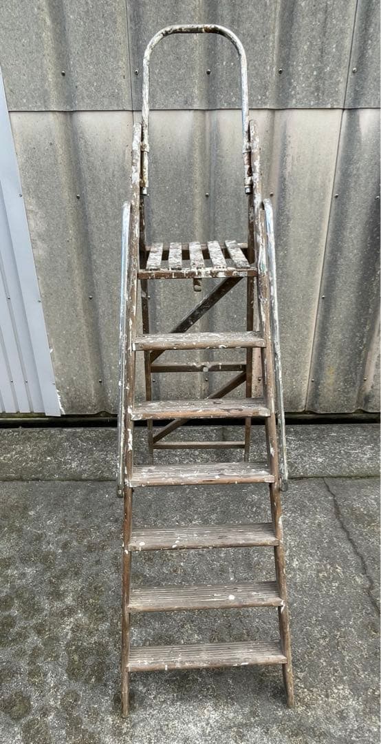 ビンテージ/イギリス/英国製/木製/大型/ラダー/脚立/ディスプレイ/店舗什器③