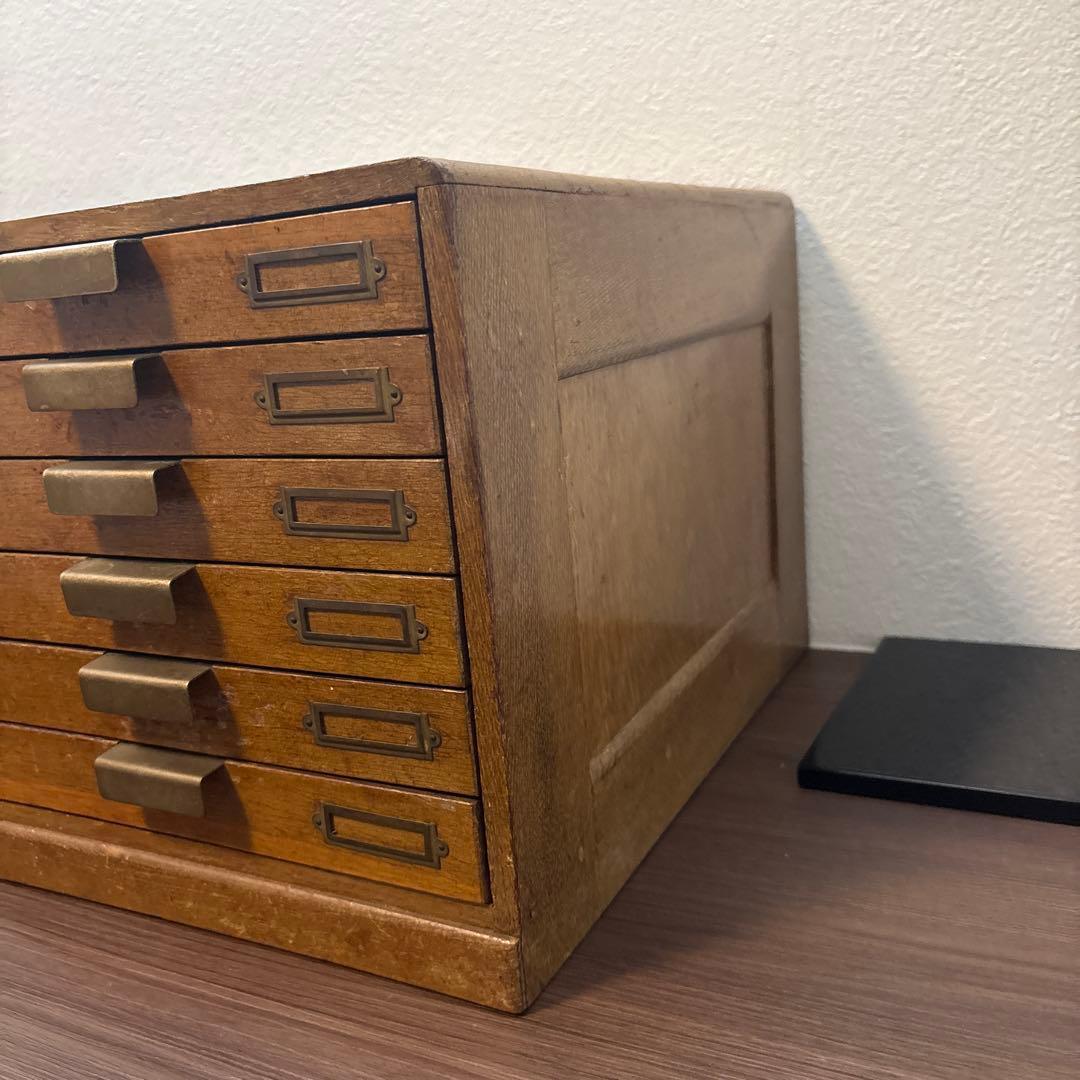 木製レターケース　引き出し　6段収納　昭和レトロ　書類入れ　小物入れ　書類ケース
