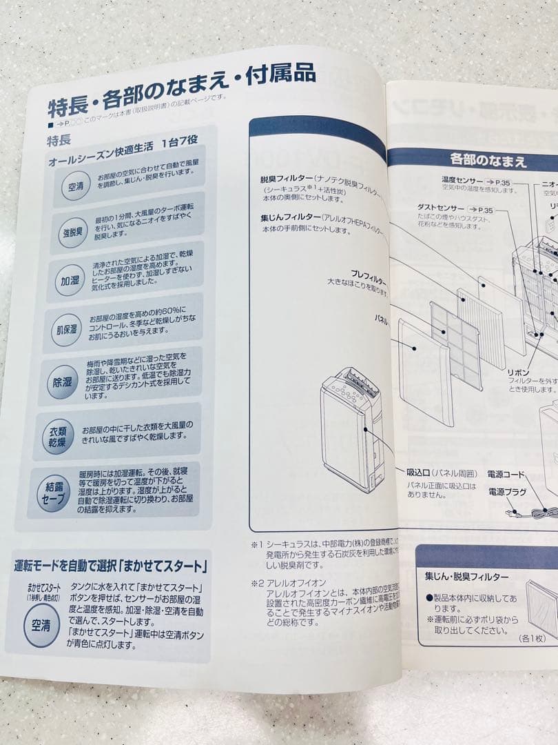 日立多機能空気洗浄機クリエア7加湿 除湿 衣類乾燥EP-DV1000リモコン付き
