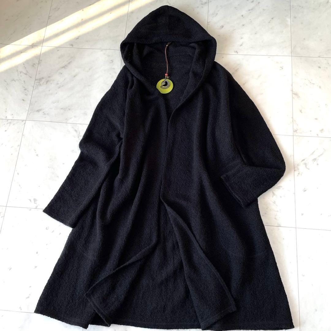 ヨーガンレール✨ロングコーディガン フーテッド ウールxモヘヤ M ブラック