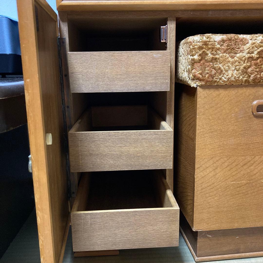 木製　ブラウン　ドレッサー スツール付き　三面鏡　レトロ　★★ お引取り限定★★