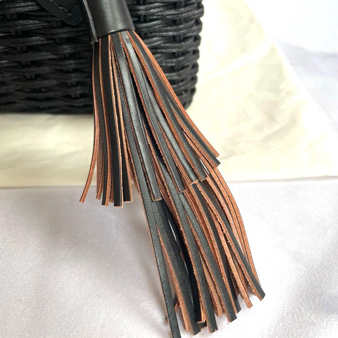 【新品・タグ付】CARVING TRIBES＊カービングバスケット＊牛革×籐＊黒