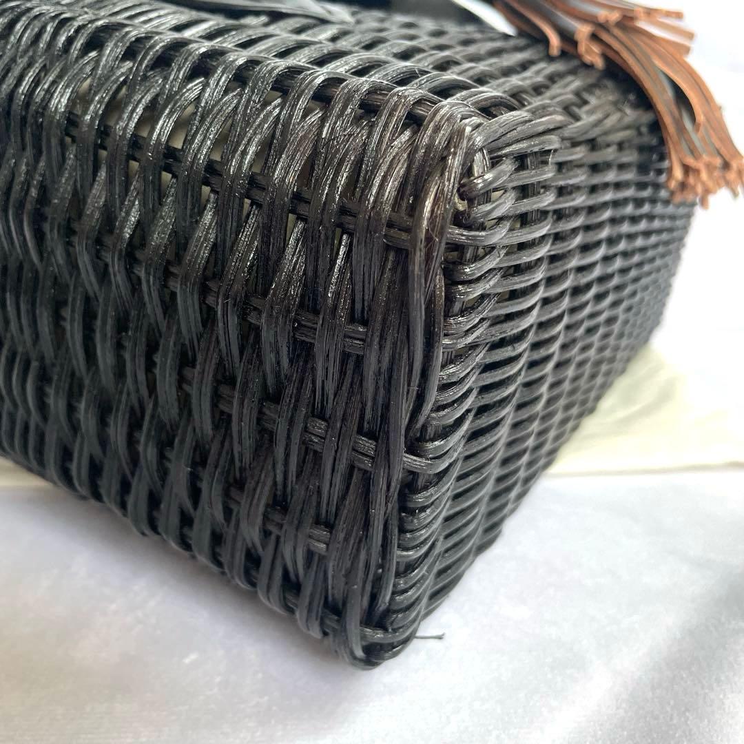 【新品・タグ付】CARVING TRIBES＊カービングバスケット＊牛革×籐＊黒