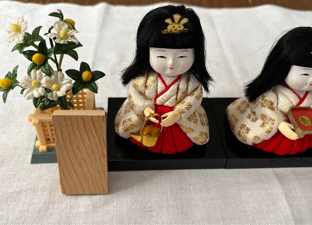 お雛様 3人官女 きめこみ人形 お花、札セット