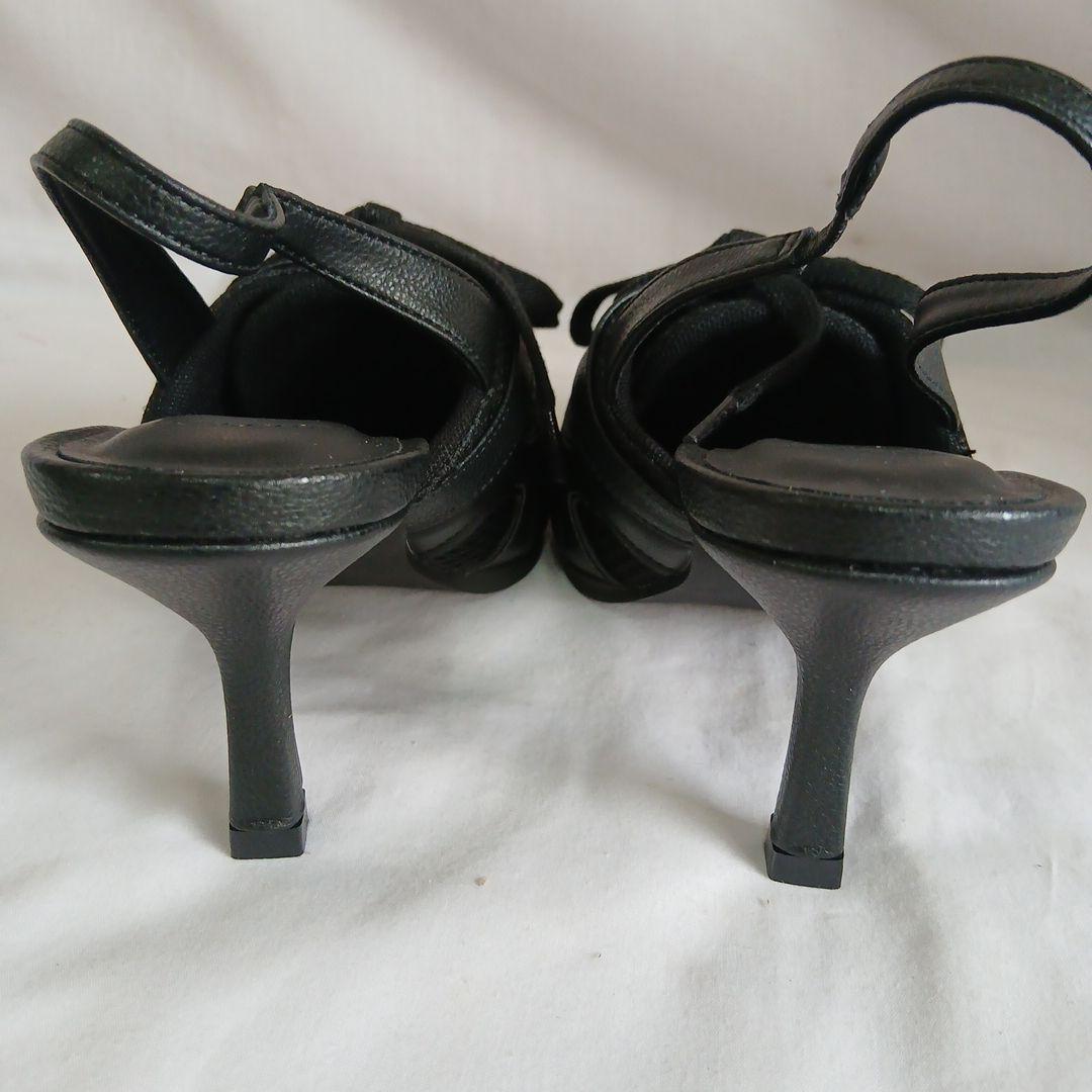 (184)ACLTENT ブラック ポインテッドトゥ ミュールSサイズ