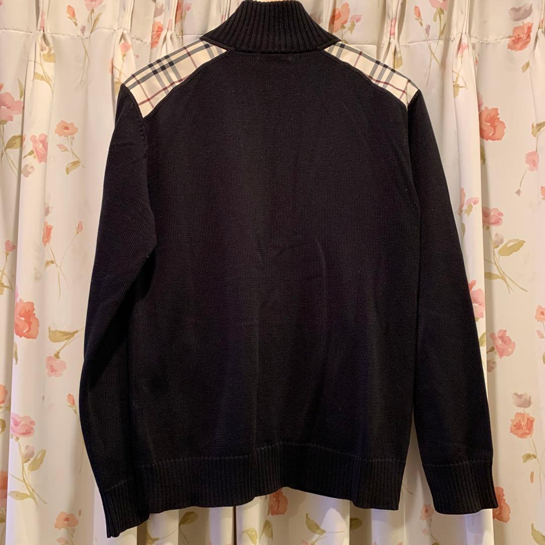 バーバリーブラックレーベル　ニットジップアップ　メガチェック　 Lサイズ