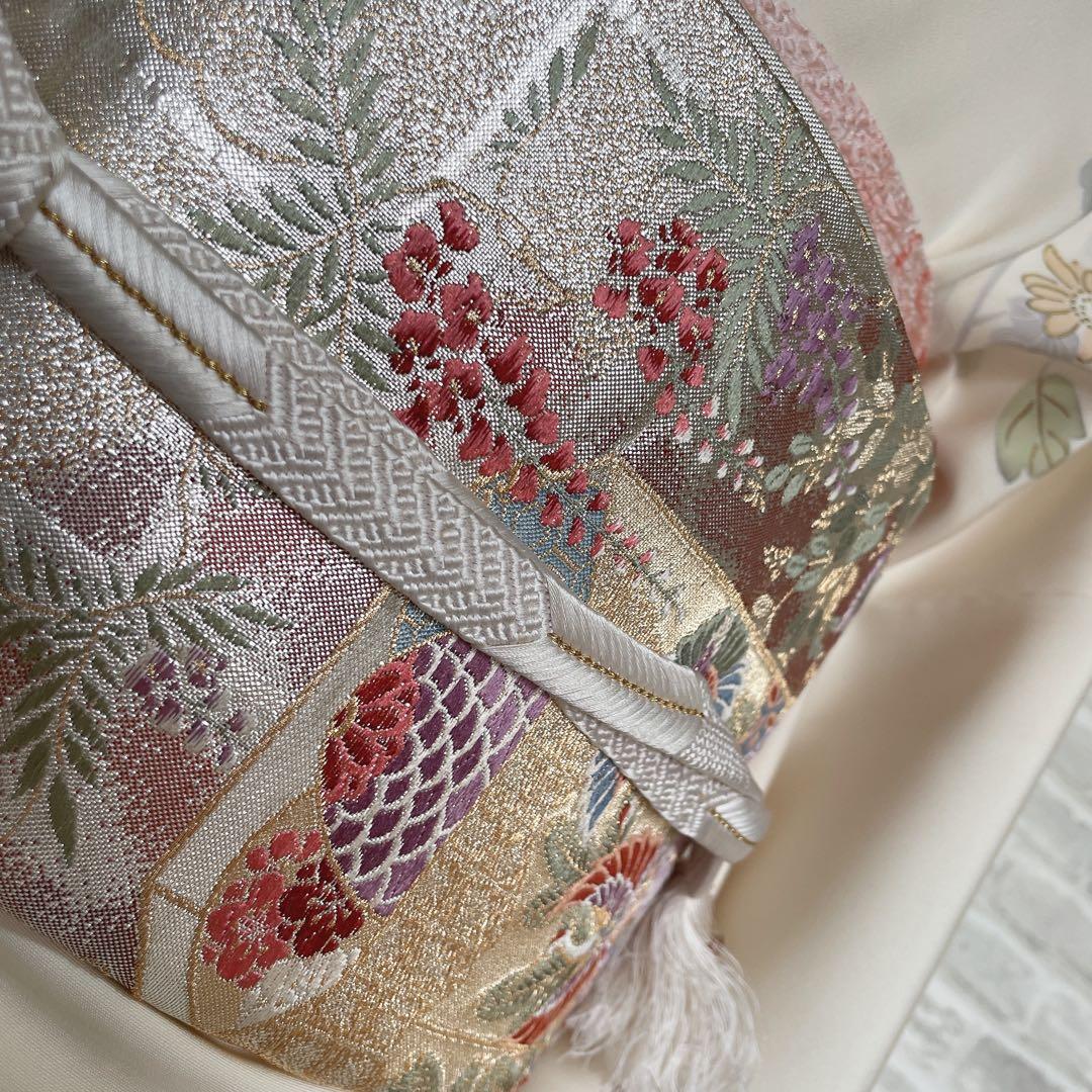 訪問着　フルセット　四季草花　手刺繍　高島屋　華やか　クリーム色　入学式　H9