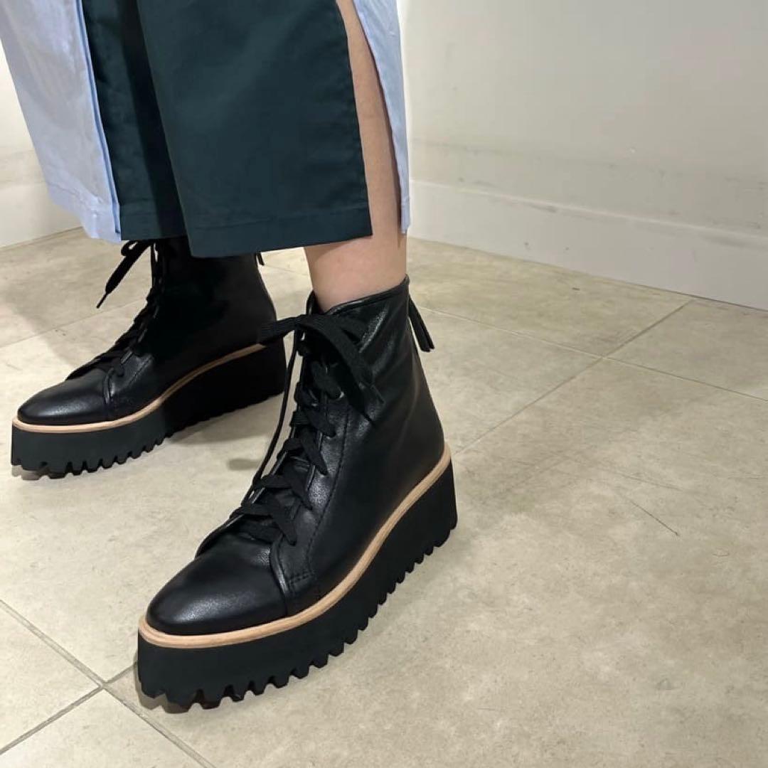 【美品】ヤマダヤ ALL BLACK×nouer ソフトレザーレースアップブーツ