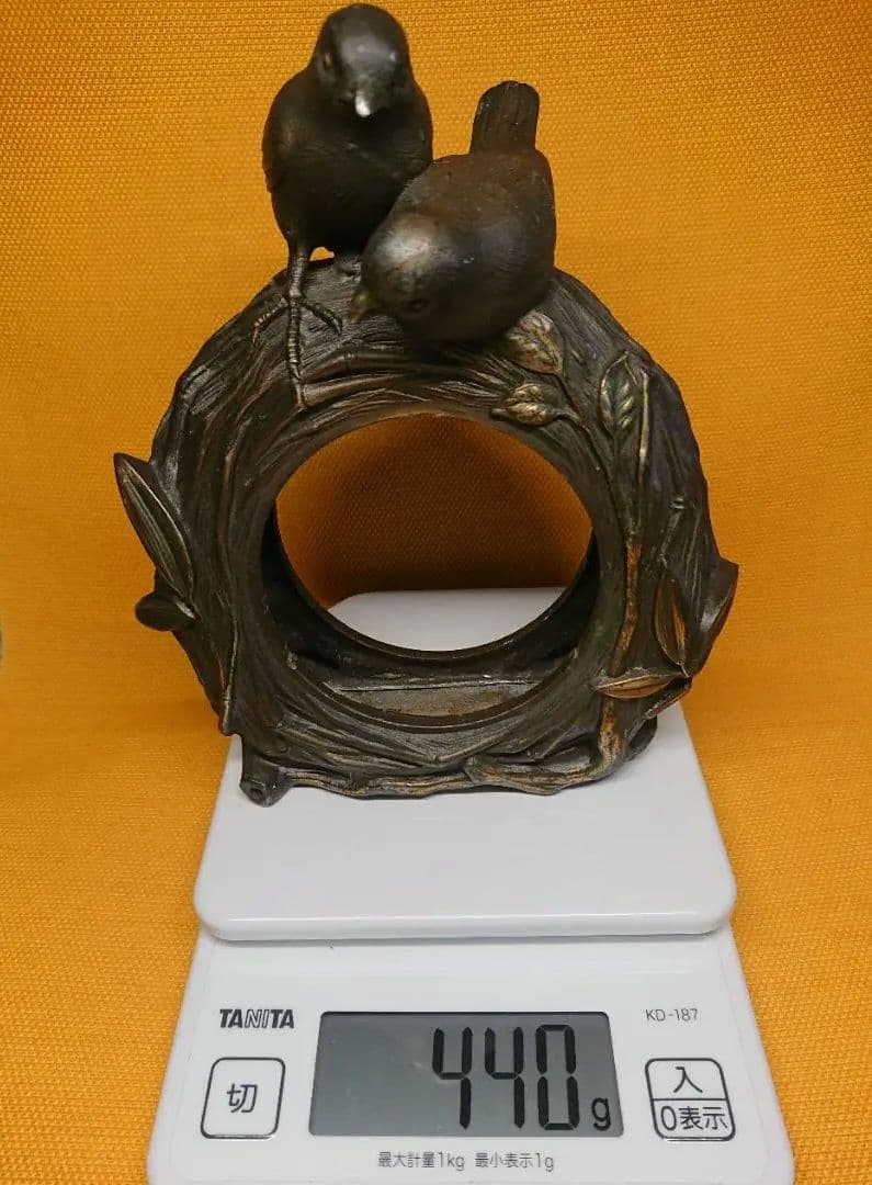 トリ　鳥　銅製　ブロンズ像　彫像　置物　インテリア　工芸品　美術品　A2838