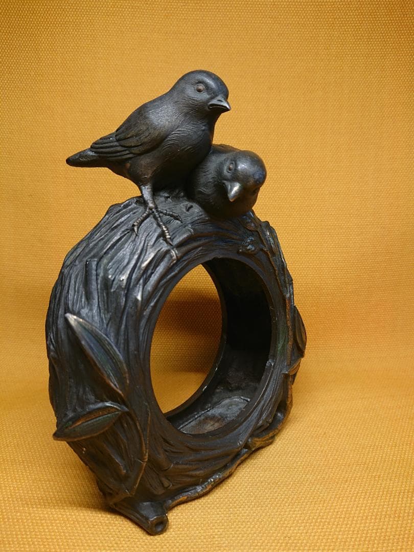 トリ　鳥　銅製　ブロンズ像　彫像　置物　インテリア　工芸品　美術品　A2838