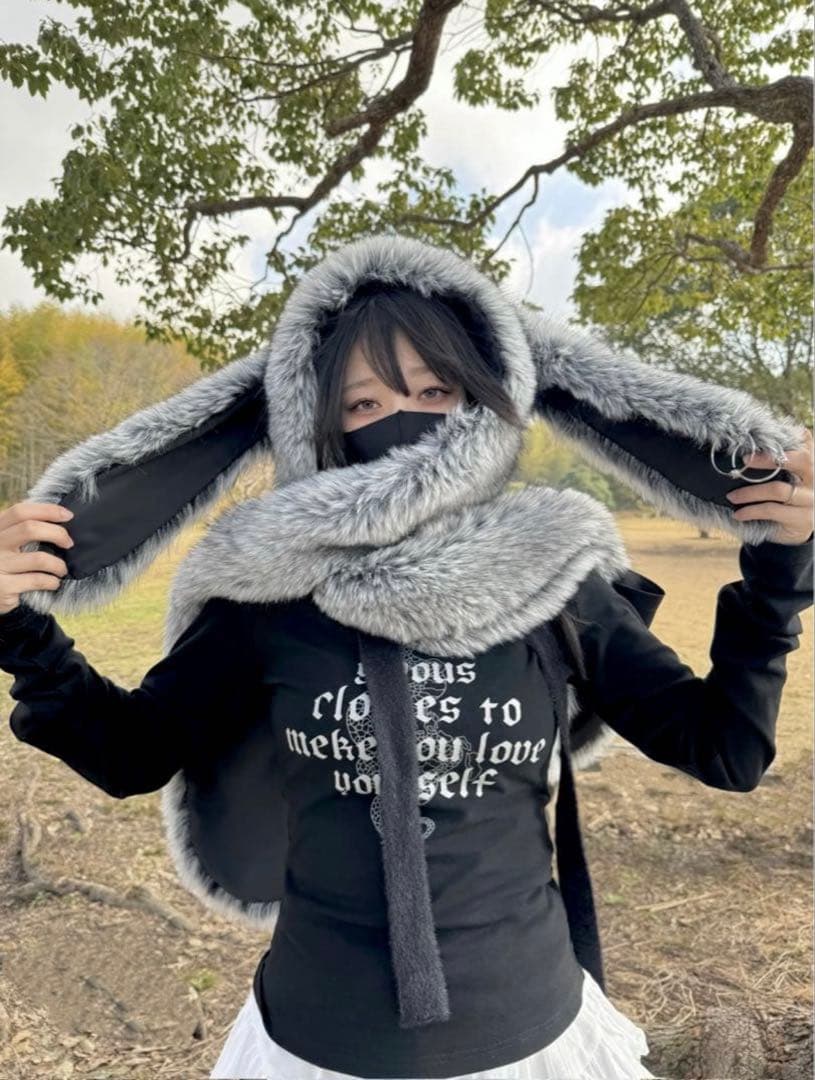 gibous×dependoll うさ耳ファーマフラー