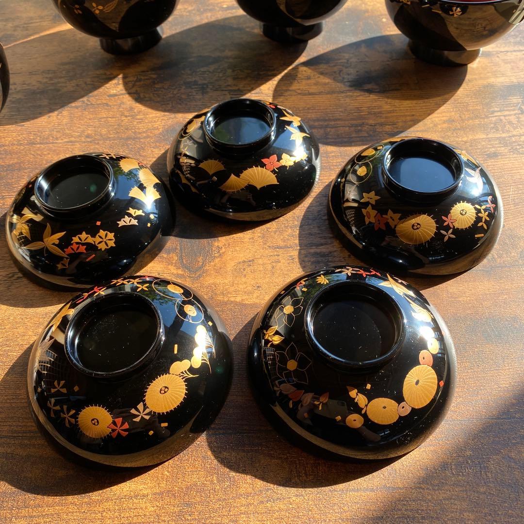 漆塗り椀　5客組