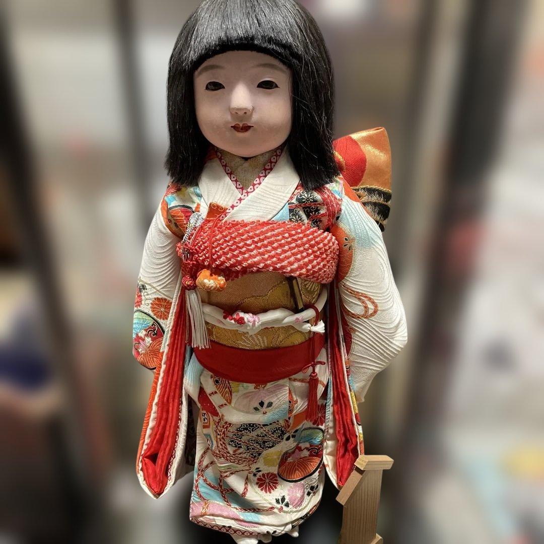アンティーク・日本人形 市松人形 伝統的和装(着物を脱がせて作者確認済)