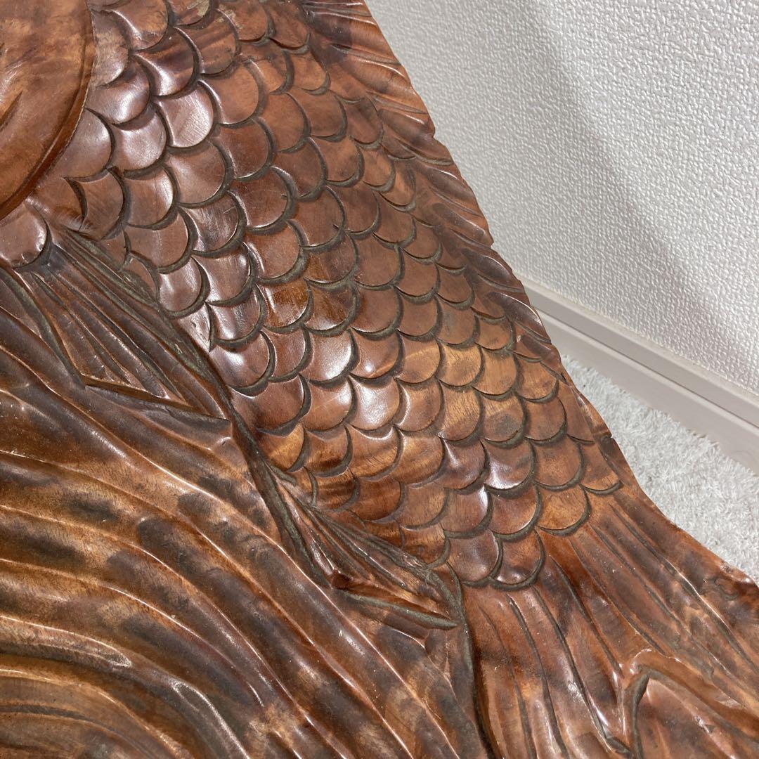 木彫り　鯉　carp fish レトロアンティーク　置物