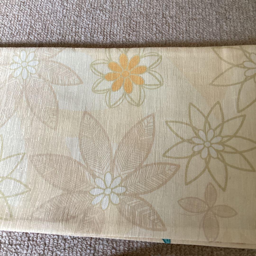 【工藤ちゃん】WAKKA 未使用半幅帯　南国の花々と鳥や蝶　正絹タグ付き