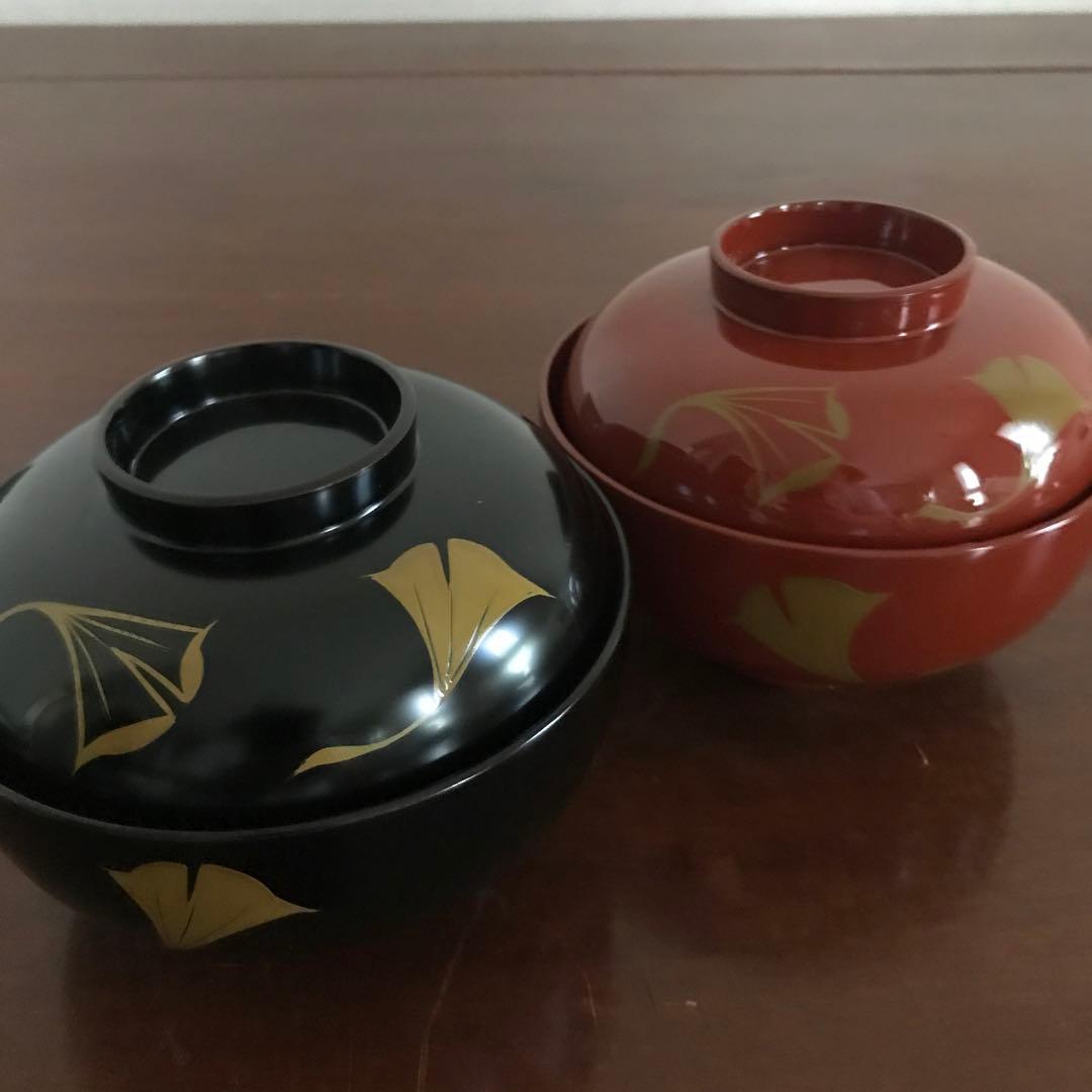 新品　うるみ工芸　浄法寺塗　天然木　イチョウ　夫婦椀