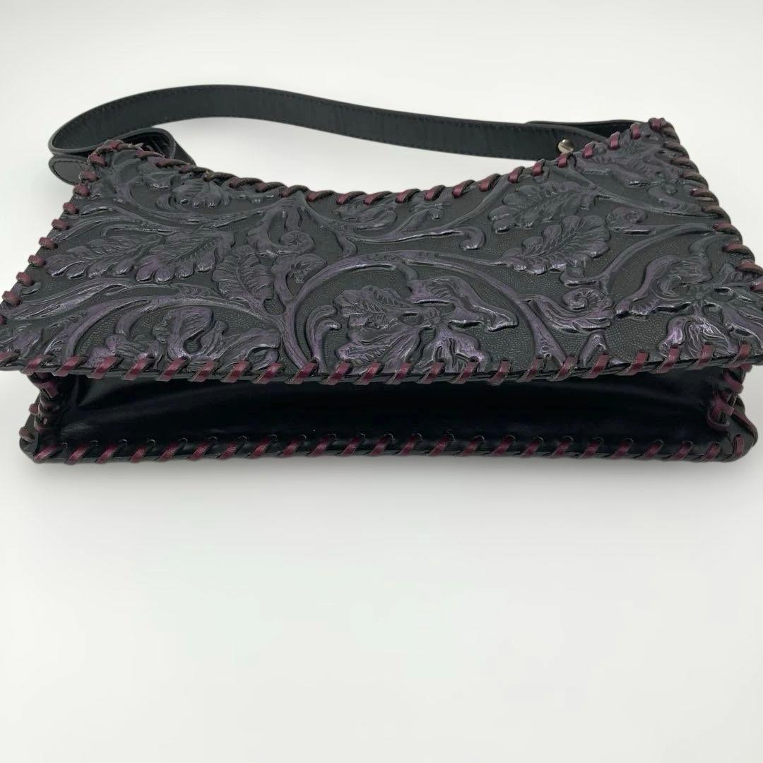 美品✨KENZO ケンゾー カービング ショルダーバッグ ボタニカル くり手