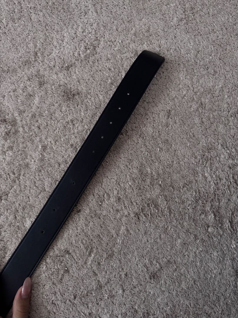 Jyu　パール付きロゴバックル ブラックベルト