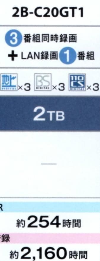 新品★シャープ AQUOS ブルーレイ・ディスクレコーダー★2B-C20GT1