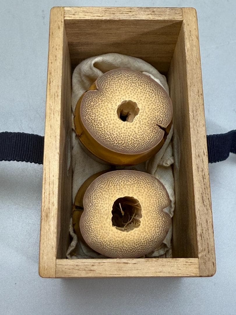 茶道具 竹 二個 蓋置 利斎 桐箱