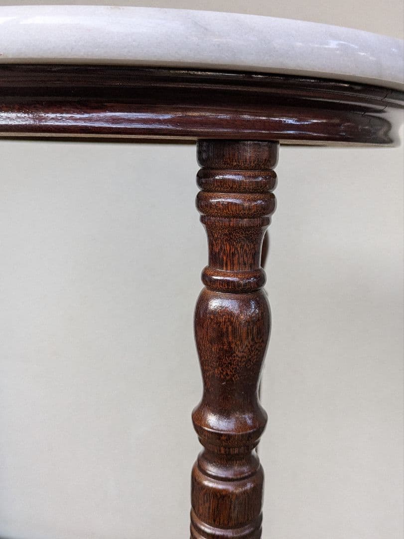 ヴィンテージ　木製大理石サイドテーブル　花台　アンティーク家具　昭和レトロ