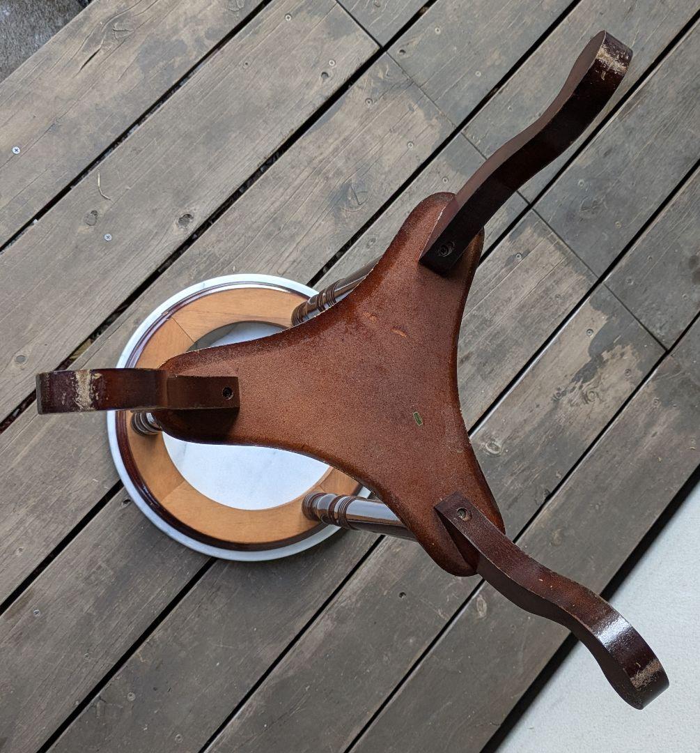 ヴィンテージ　木製大理石サイドテーブル　花台　アンティーク家具　昭和レトロ