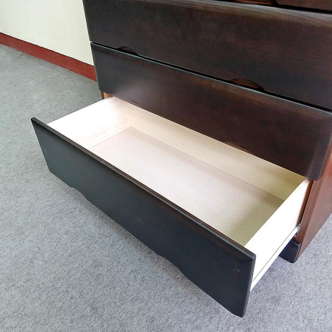 チェスト　5段　幅80cm　天然木桐材　鍵付き　日本製　ダークブラウン　完成品