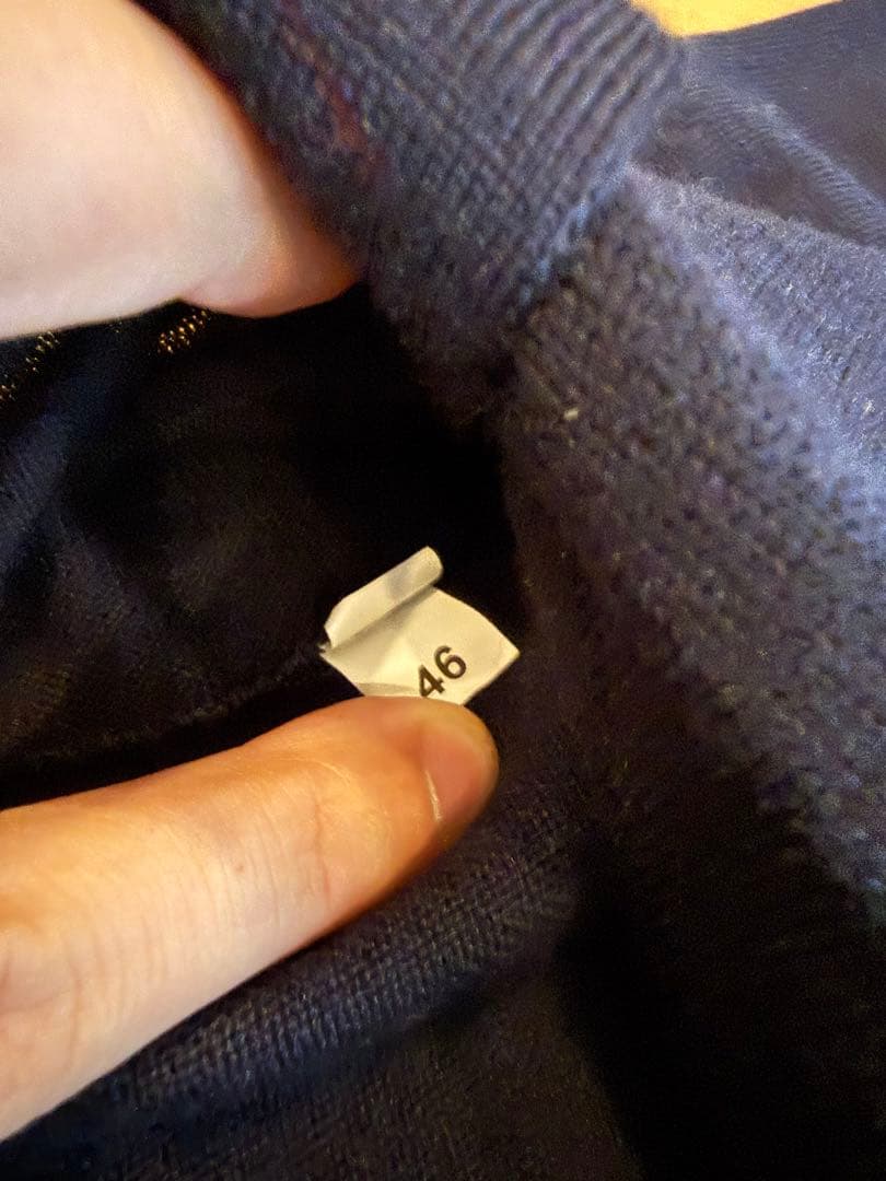 ＜Gran Sasso＞ 12ゲージ メリノウール スキッパーニット 紺ネイビー