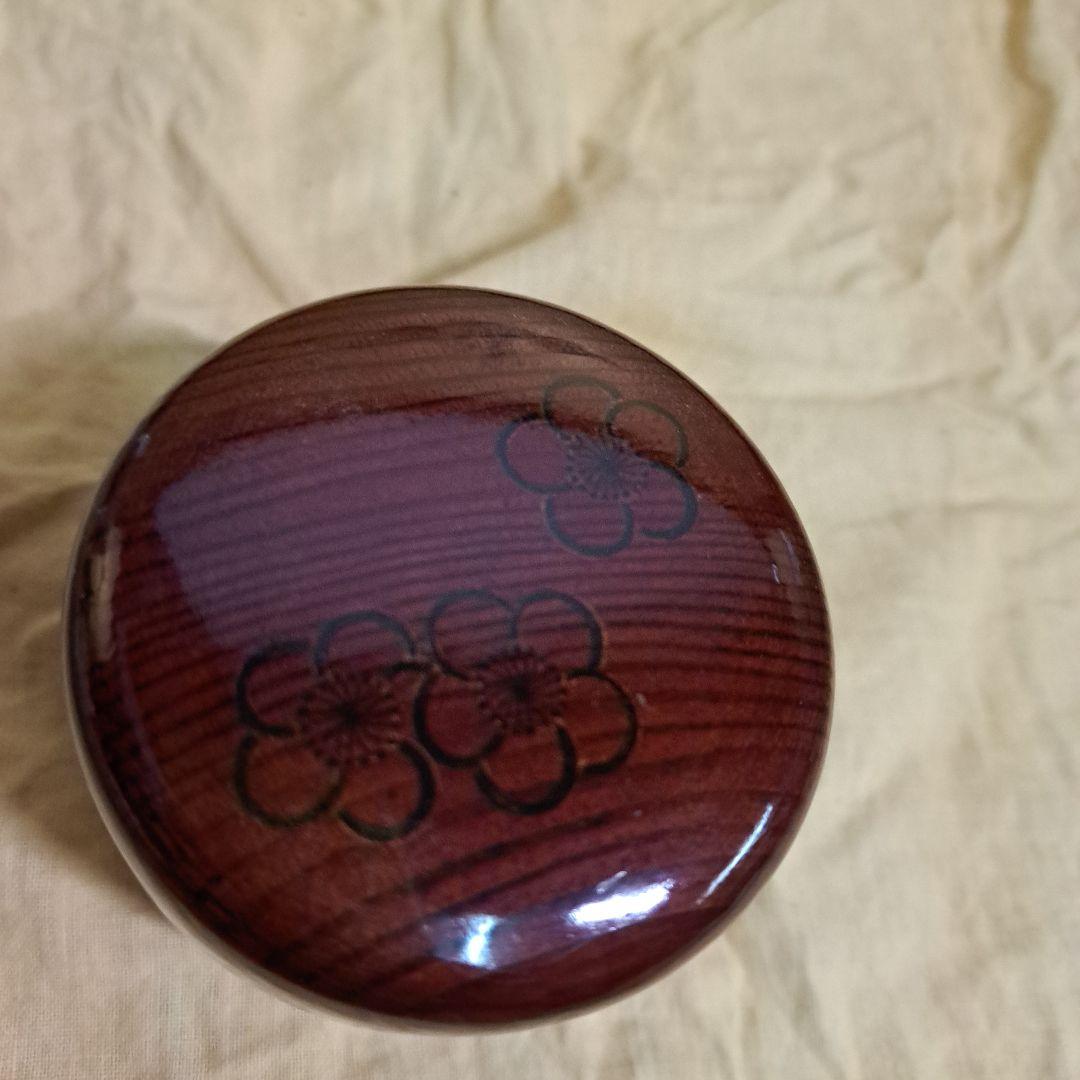 駒沢春斎(7代駒沢利斎)摺漆塗　梅図松の木中棗共箱　茶道具　漆器