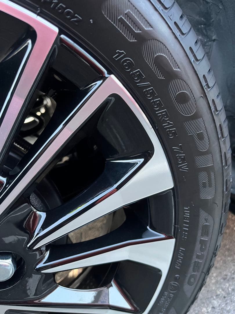 新車外し タントカスタムRSホイール BRIDGESTONEタイヤセット