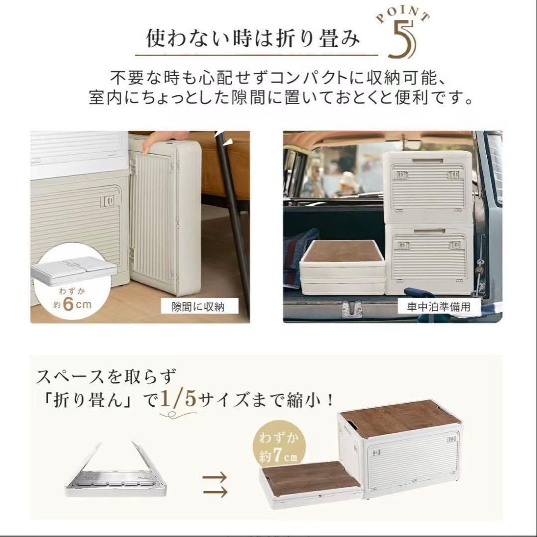 収納ボックス 折りたたみ コンテナ　収納ケース キャスター付 白 5個