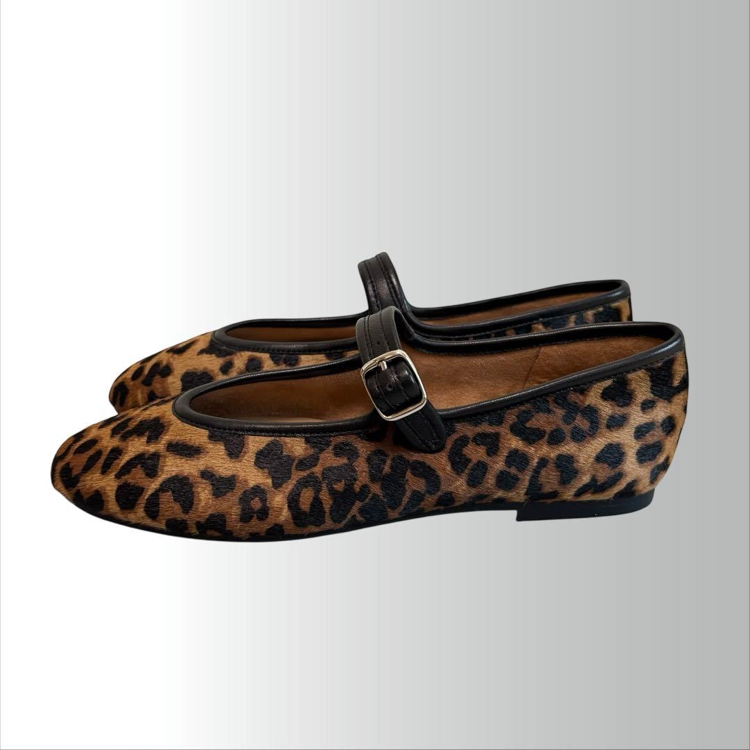 【オディットエオディール】レオパード メリージェーン フラットシューズ ヒョウ柄