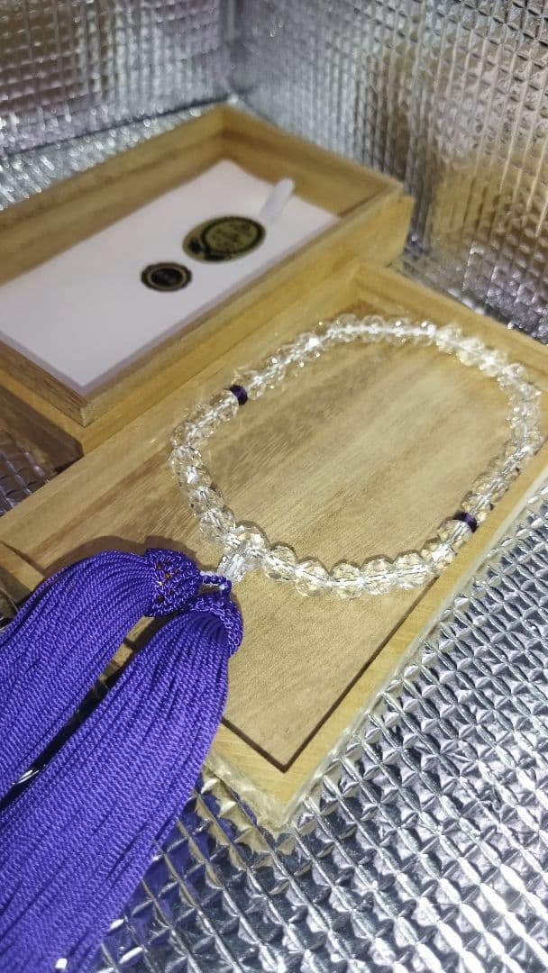 本水晶 御念珠 切子 白水晶(女性用)