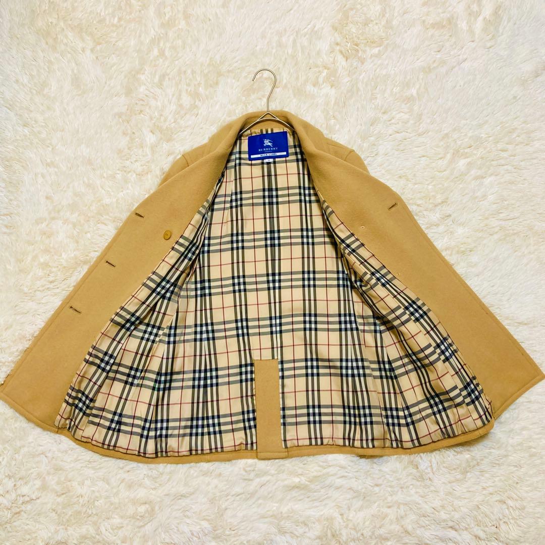 美品★バーバリー ウール ピーコート ダブルブレスト ノバチェック M