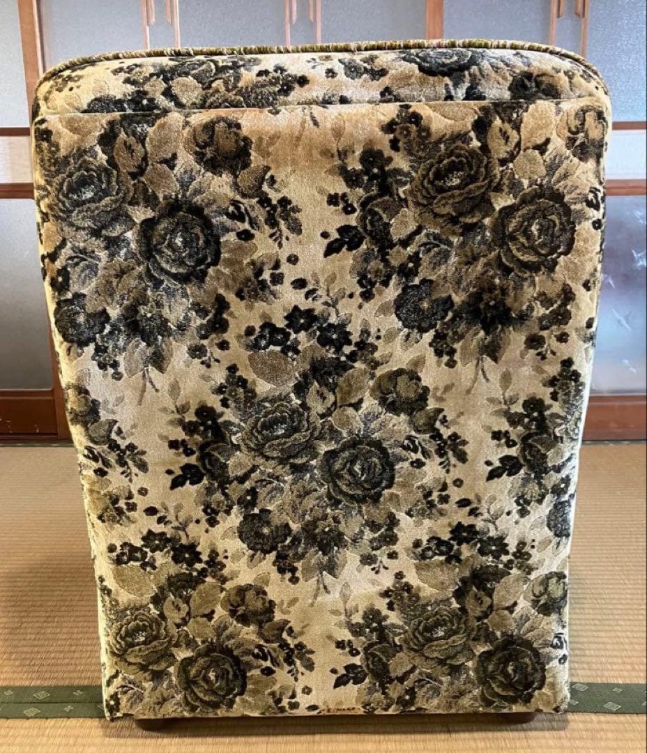 オールドカリモク 一人掛けソファ 花柄 グリーン