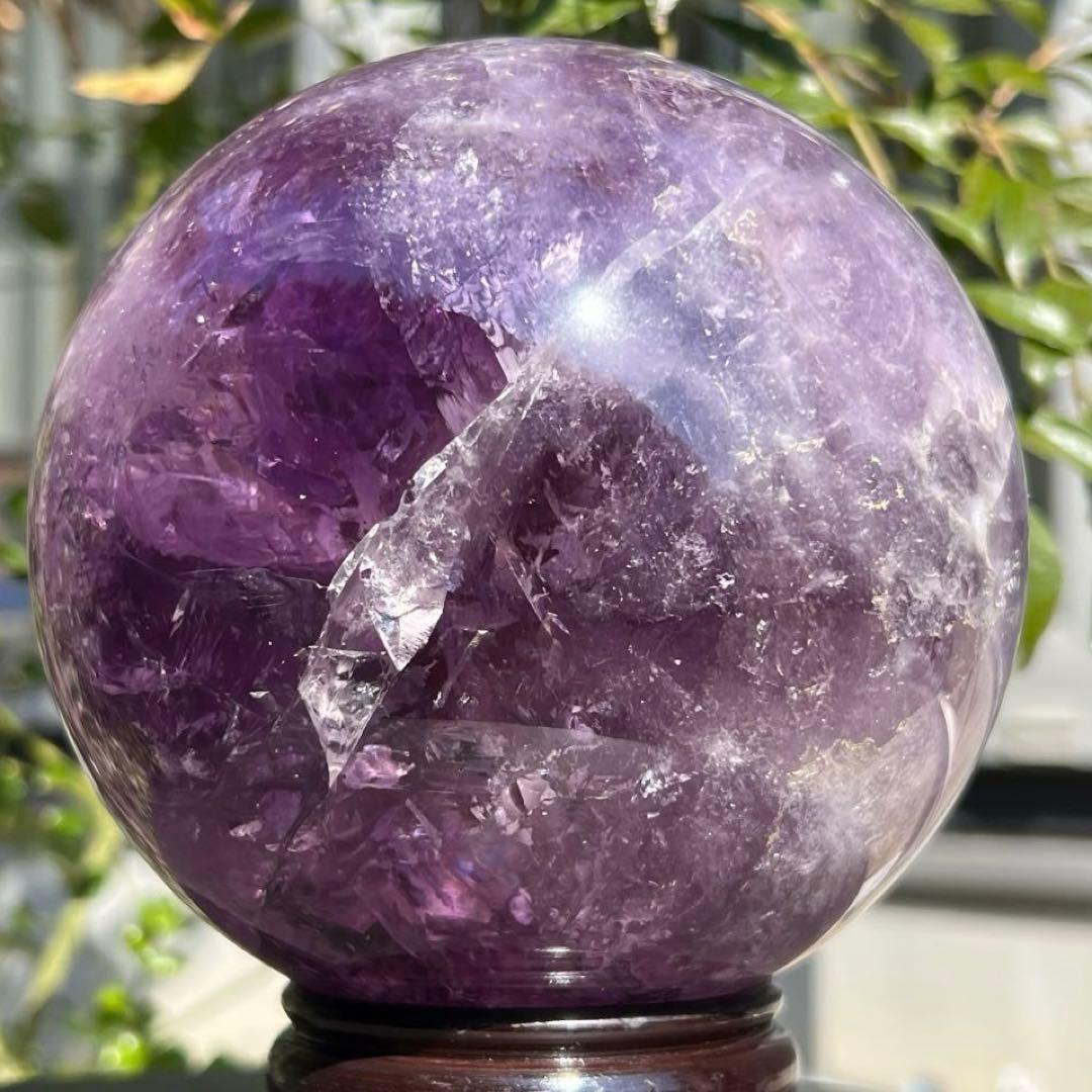 ☆幻品☆家宝級 極大逸品大宝珠☆レインボー ファントム アメジスト 丸玉 天然石