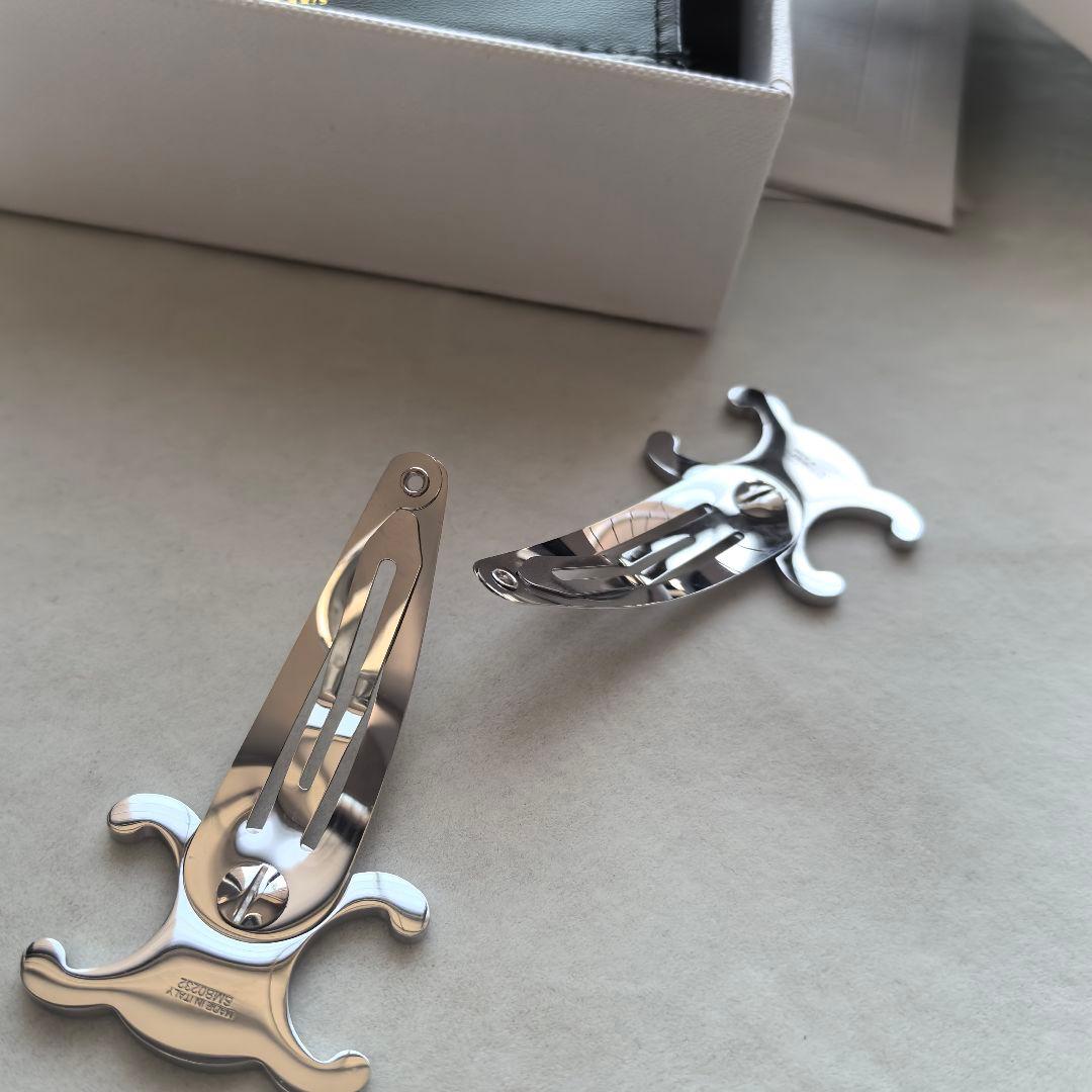 トリオンフ スナップ ヘアクリップ 2セット シルバー