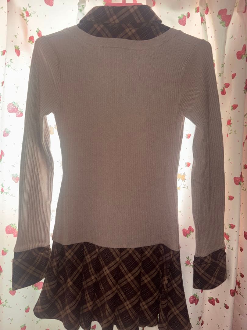 ミシェルマカロン チェックドッキングワンピース FREE SIZE